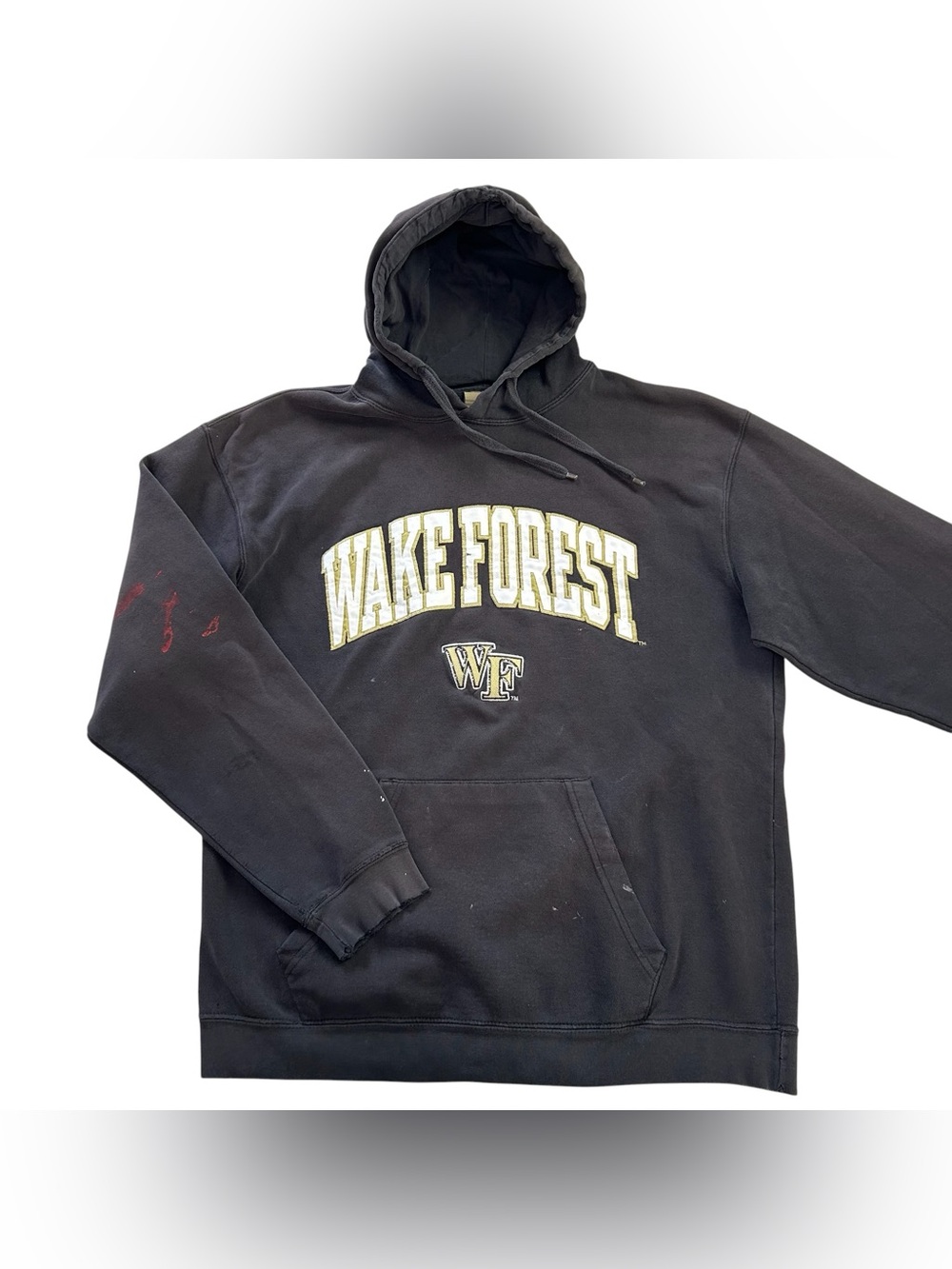 VTG Wake Forest Hoodie Men’s L Heisman By Reebok Thrashed Sun Faded Y2K Black
